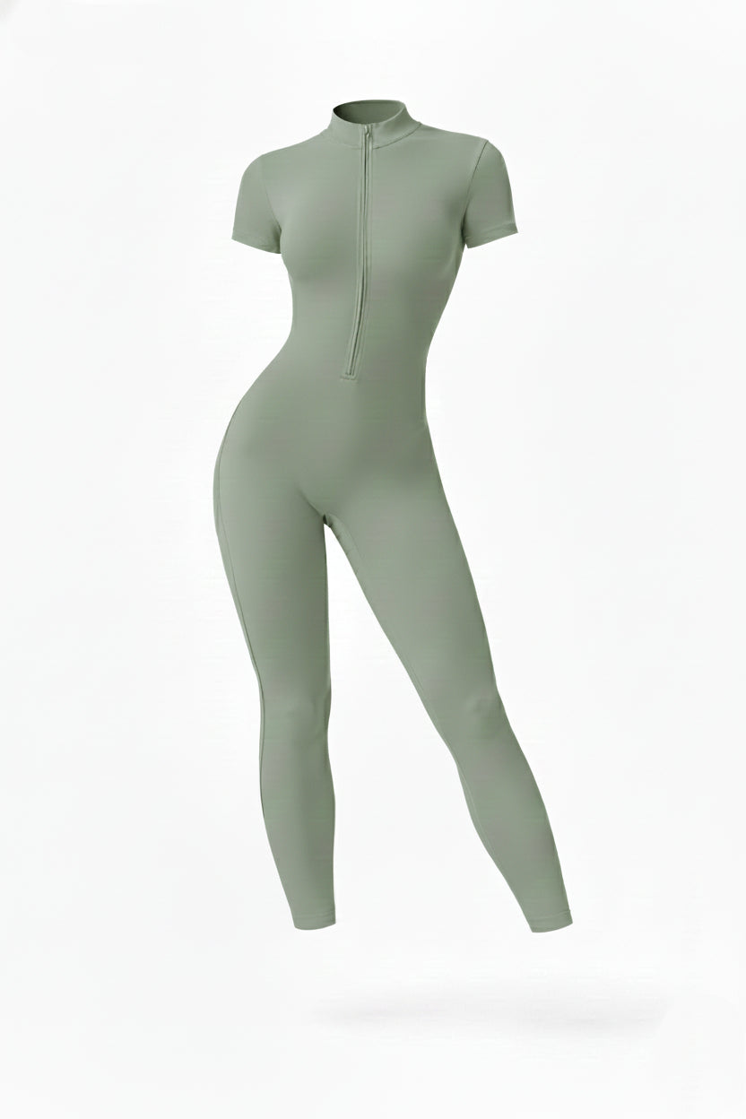MERIDIAN JUMPSUIT — High-Neck Zip-Front Bodysuit