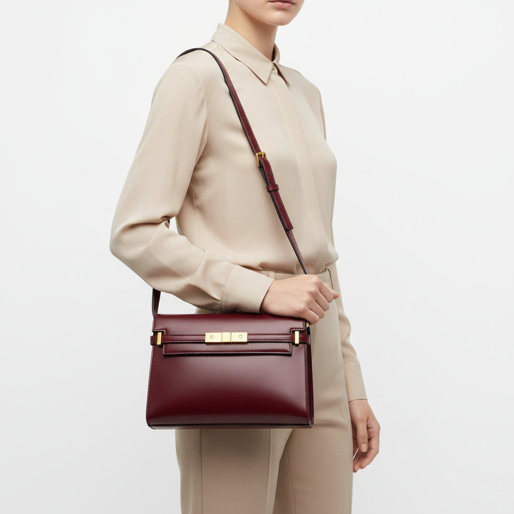 MARSEILLE BAG — Structured Shoulder Bag with Lock Hardware