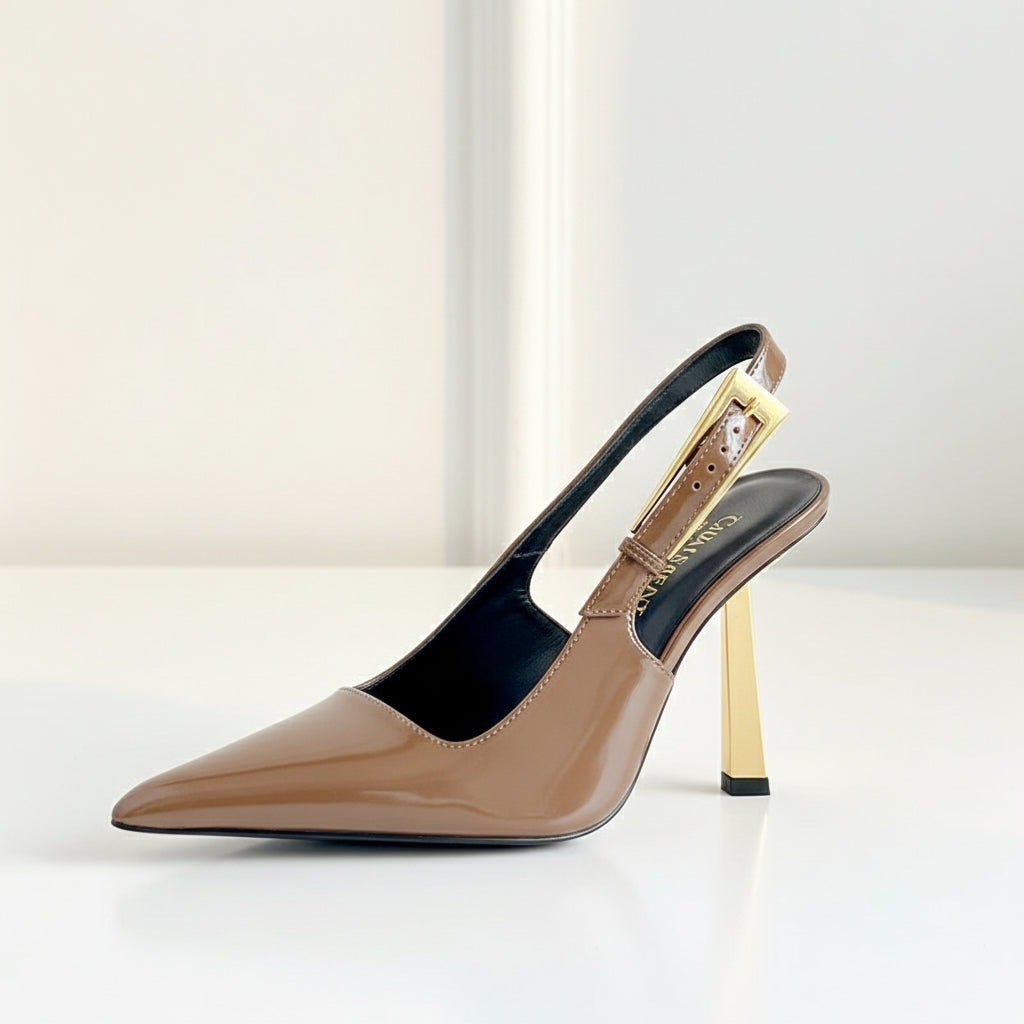 THE CAPRI SLINGBACK — Pointed-Toe Croc-Embossed Stiletto