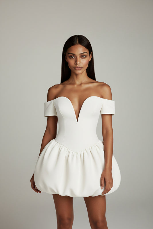 THE COLETTE SCULPTED PUFF MINI DRESS