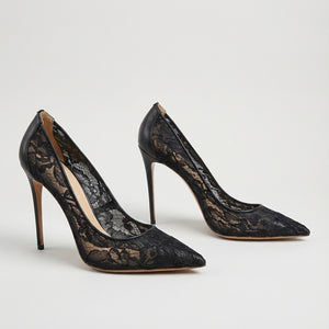 Scarlett Lace Pointed Stiletto Pumps