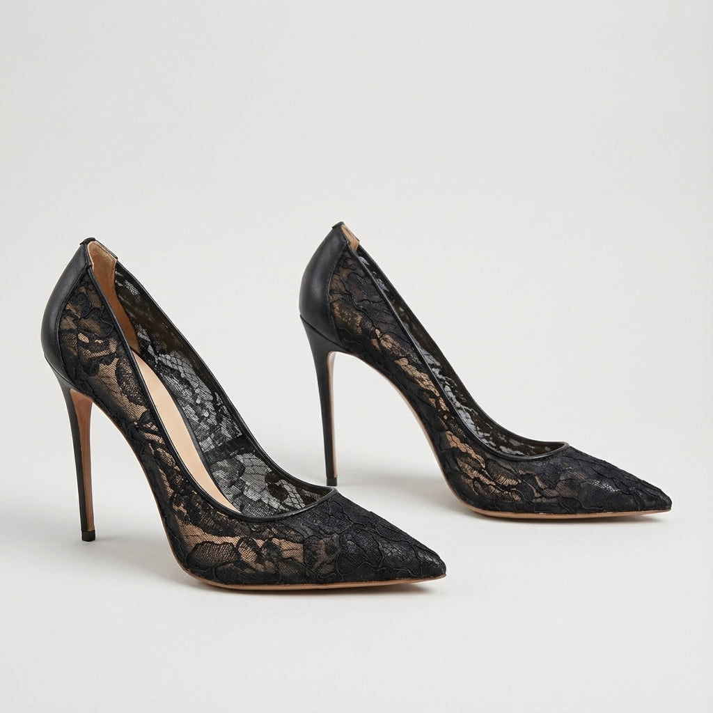 Scarlett Lace Pointed Stiletto Pumps