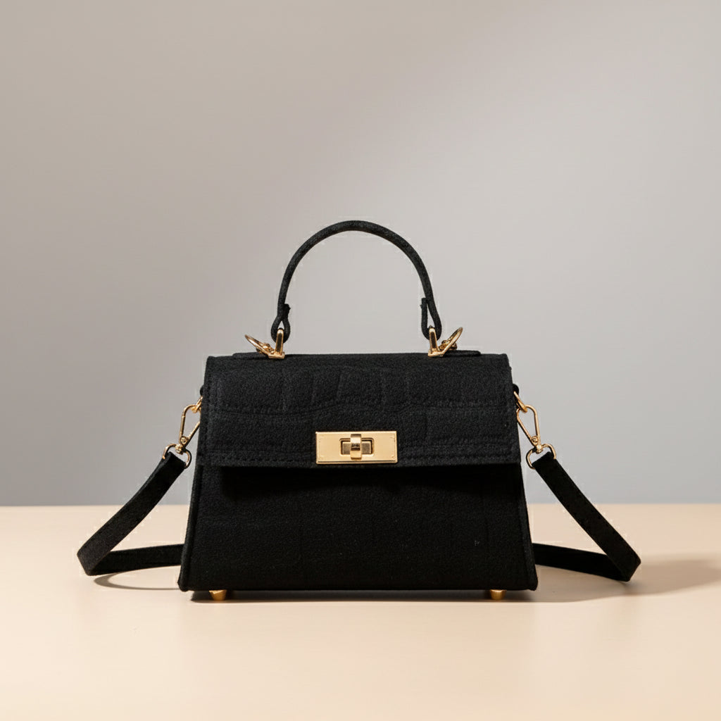 SIENNA BAG — Structured Croc-Embossed Mini Top-Handle