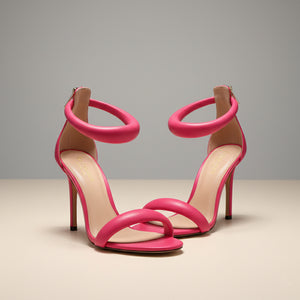 THE ROMANA HEEL — Round-Toe T-Strap Stiletto Sandal