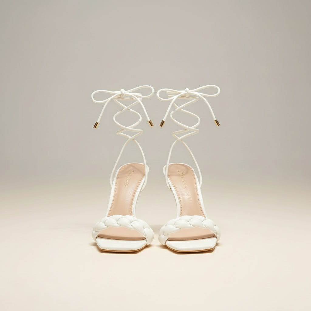 Aria Braided Lace-Up Stiletto Sandals