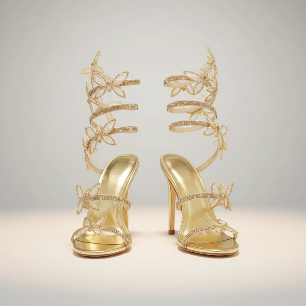 Luna Butterfly Wrap Stiletto Sandals