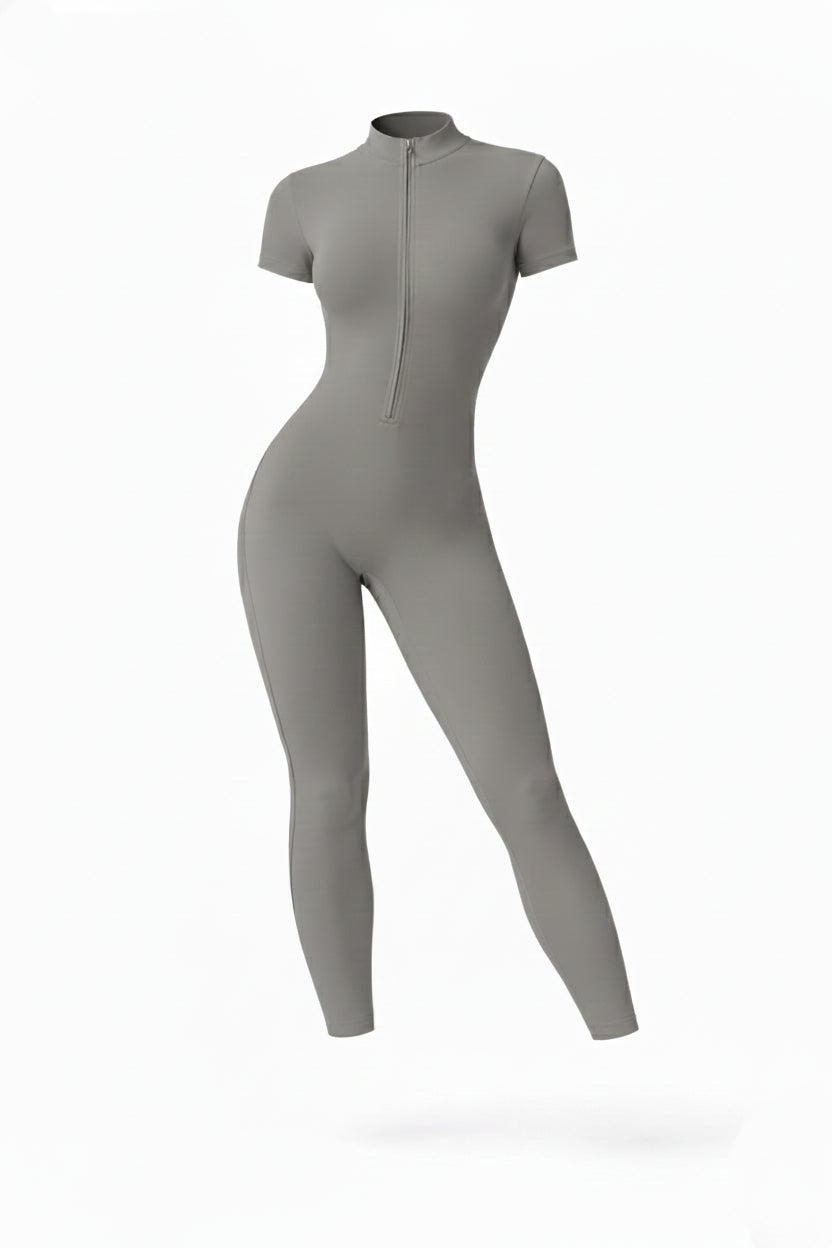 MERIDIAN JUMPSUIT — High-Neck Zip-Front Bodysuit