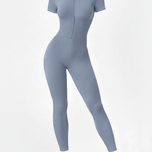 MERIDIAN JUMPSUIT — High-Neck Zip-Front Bodysuit
