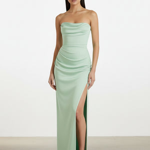 THE LUNA SATIN SPLIT GOWN