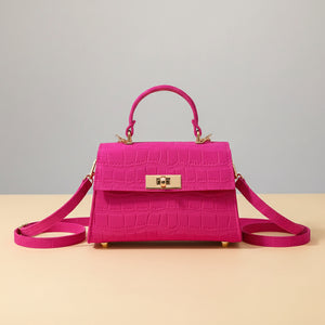 SIENNA BAG — Structured Croc-Embossed Mini Top-Handle