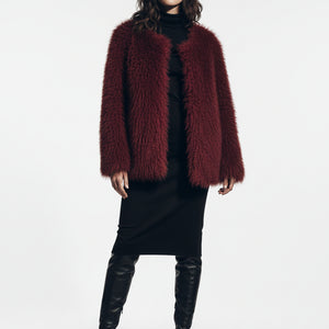 THE LUCIA FAUX FUR COAT – CHOCOLATE