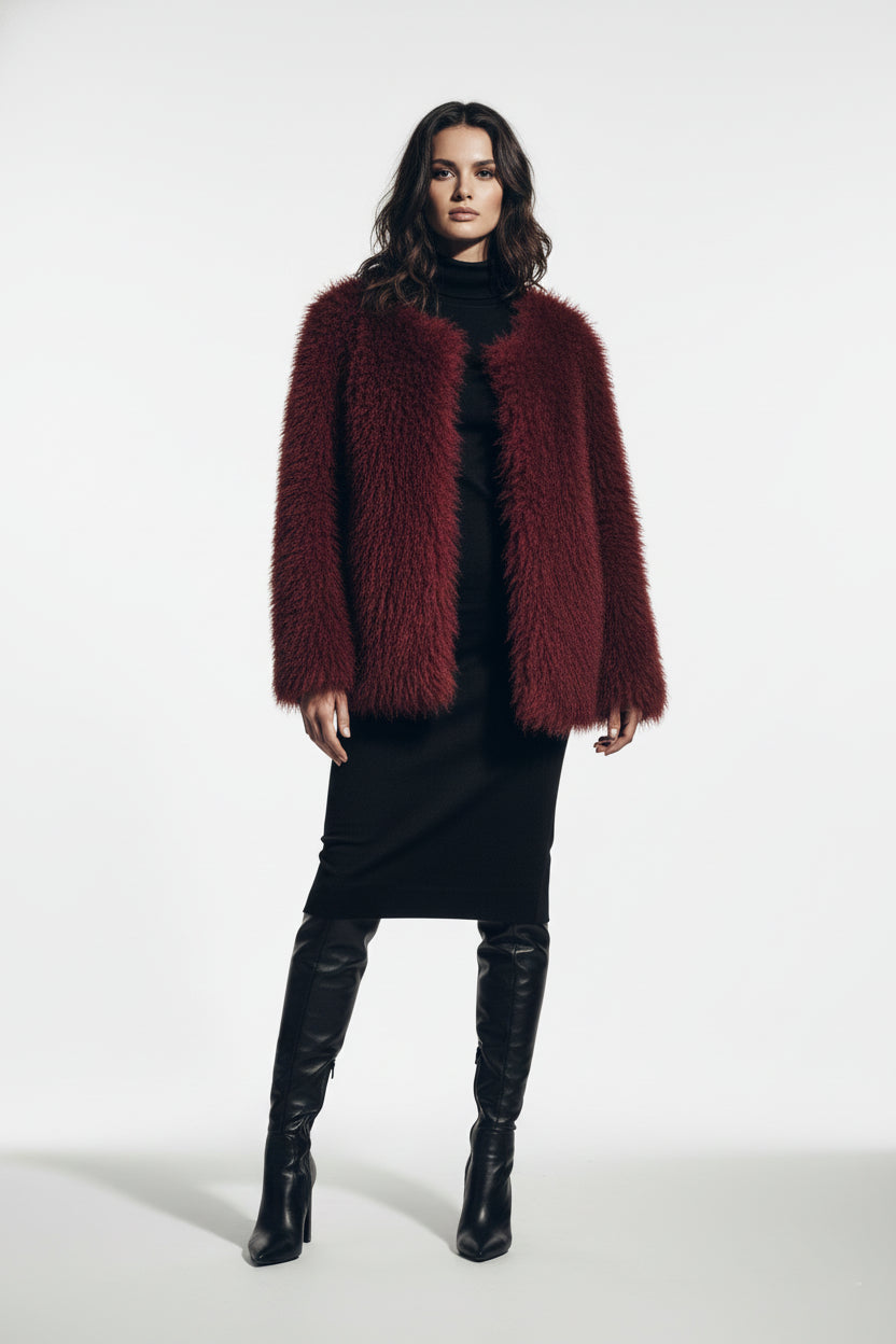 THE LUCIA FAUX FUR COAT – CHOCOLATE