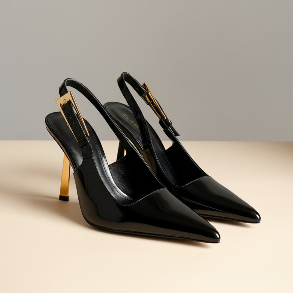 THE CAPRI SLINGBACK — Pointed-Toe Croc-Embossed Stiletto