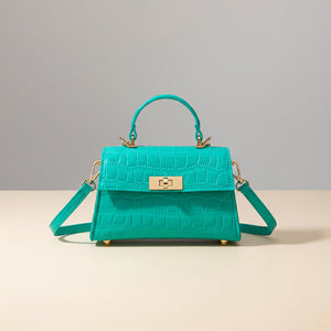 SIENNA BAG — Structured Croc-Embossed Mini Top-Handle