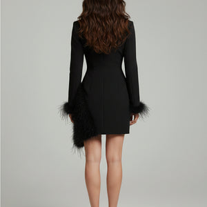 Valentina Feather-Trim Blazer Dress