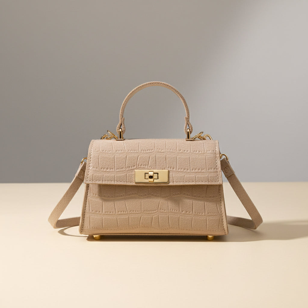 SIENNA BAG — Structured Croc-Embossed Mini Top-Handle