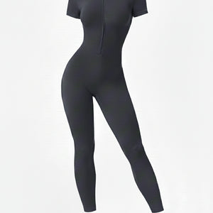 MERIDIAN JUMPSUIT — High-Neck Zip-Front Bodysuit