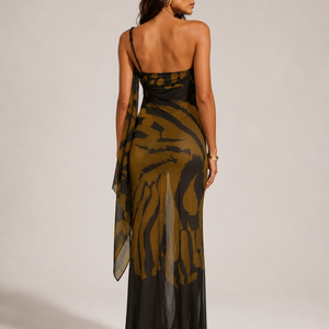 ZARA GOWN — Abstract Draped Mesh Maxi