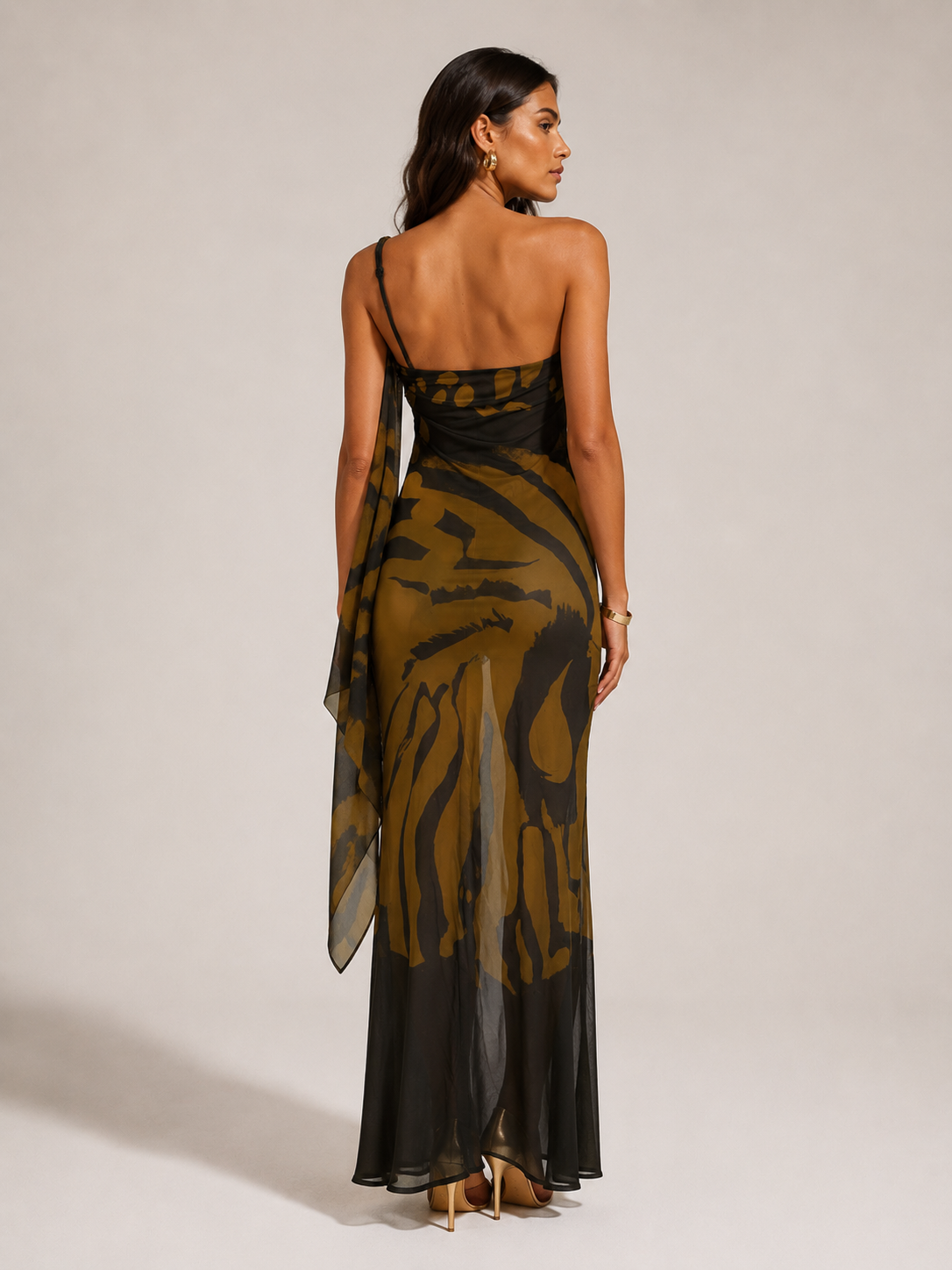ZARA GOWN — Abstract Draped Mesh Maxi