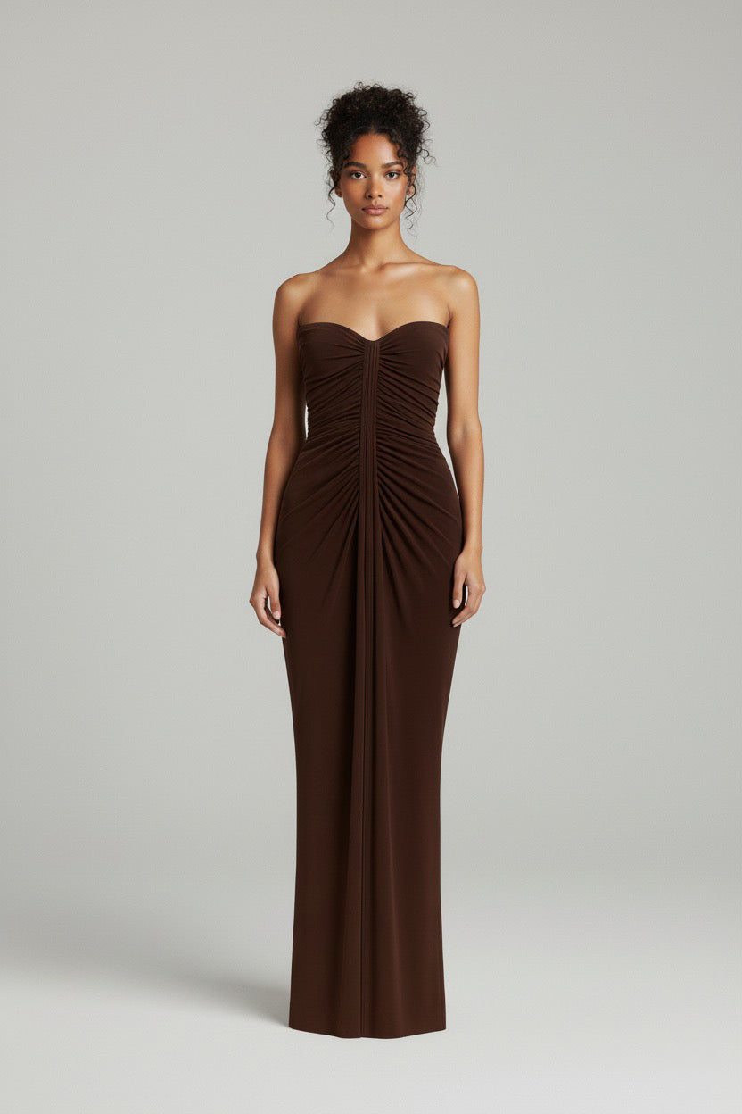 Elena Ruched Column Gown