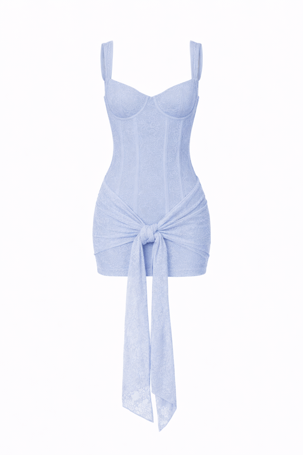 VALENTINA DRESS — Lace Corset Mini with Draped Skirt