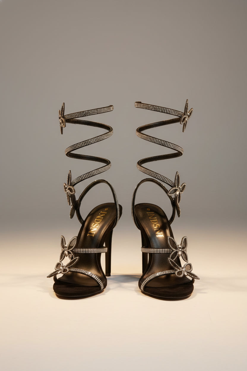 Luna Butterfly Wrap Stiletto Sandals