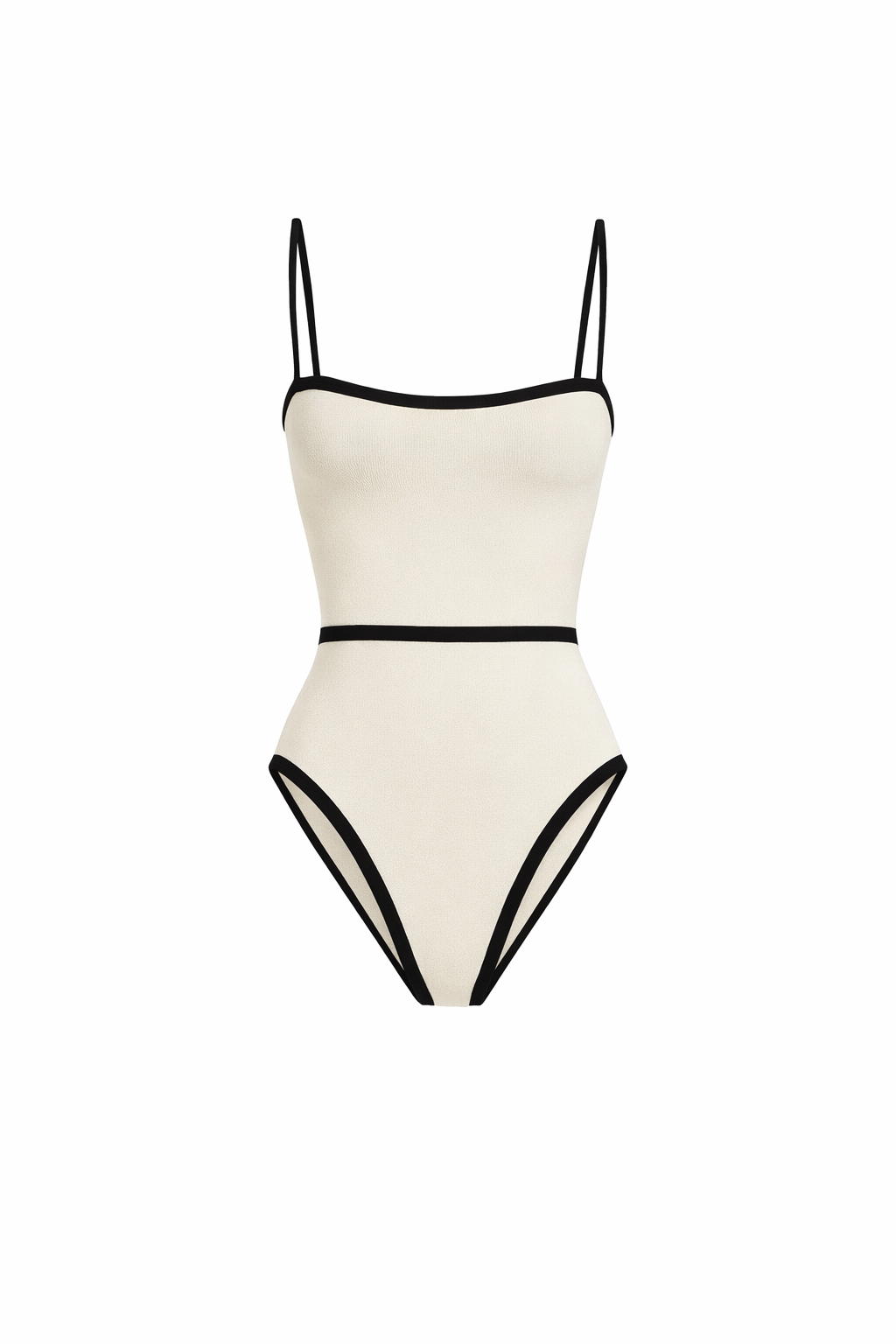 RIA SWIMSUIT — Contrast Trim High-Cut One-Piece