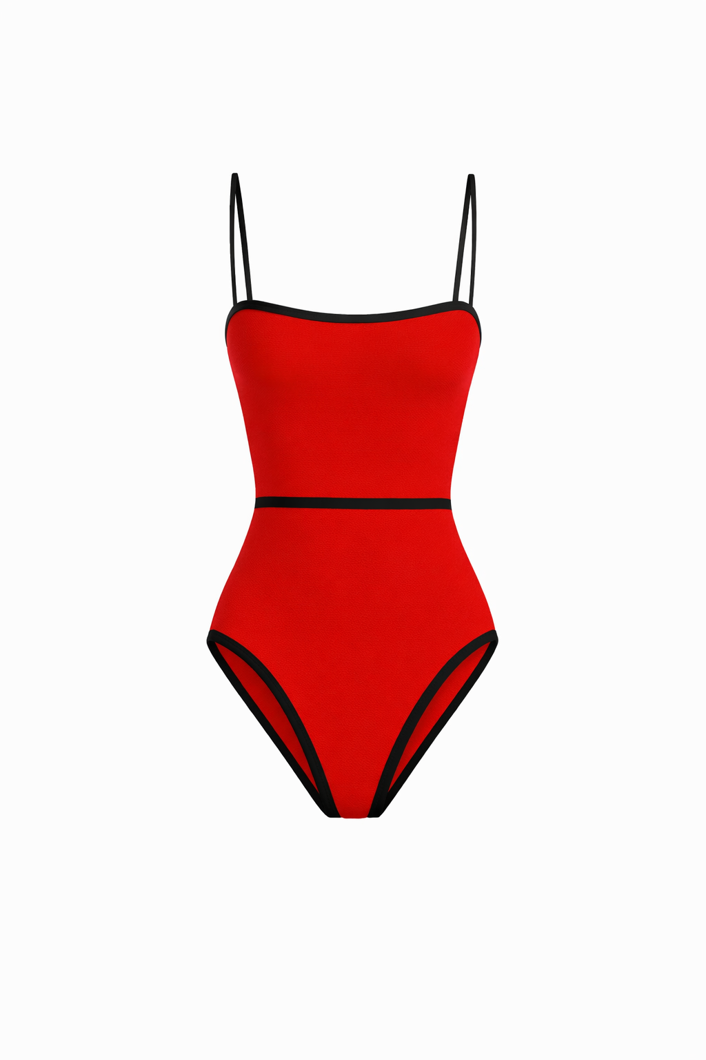 RIA SWIMSUIT — Contrast Trim High-Cut One-Piece