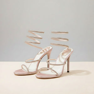 Serpentine Crystal Wrap Stiletto Sandals