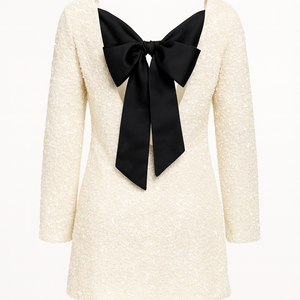 The “Elena” Sequined Bow-Back Mini  Dress
