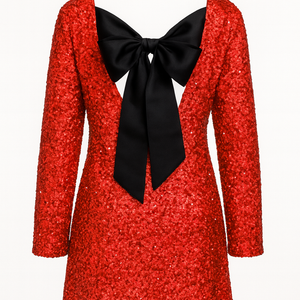 The “Elena” Sequined Bow-Back Mini  Dress