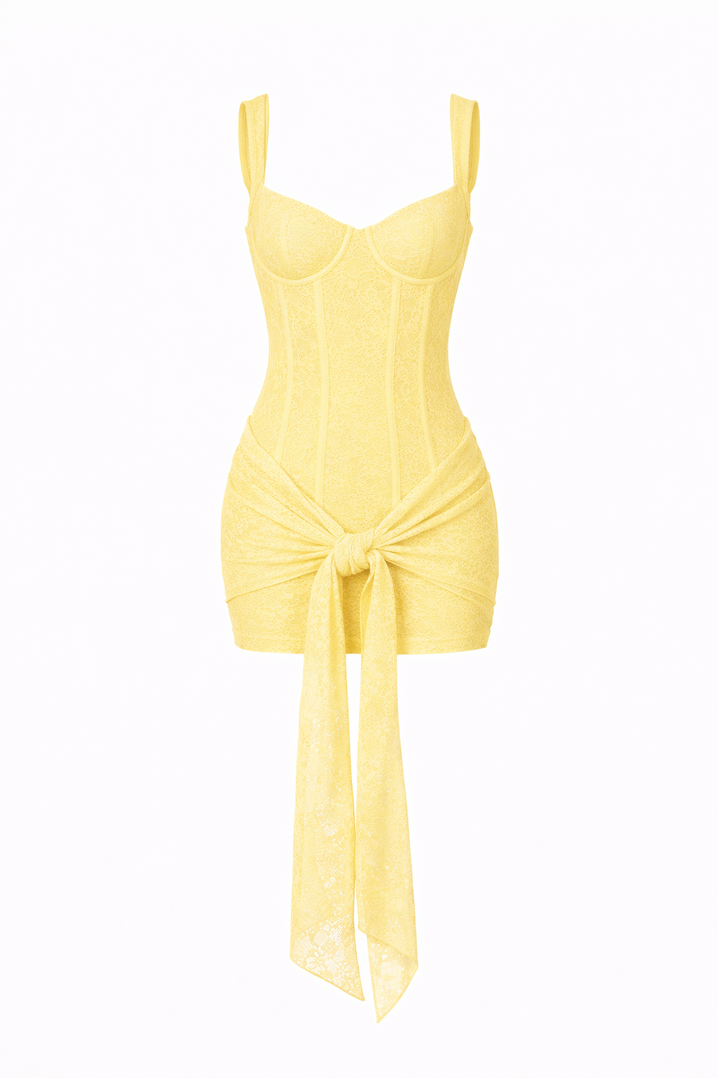 VALENTINA DRESS — Lace Corset Mini with Draped Skirt