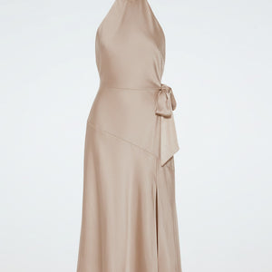 MIRA DRESS — Satin Halter Silhouette