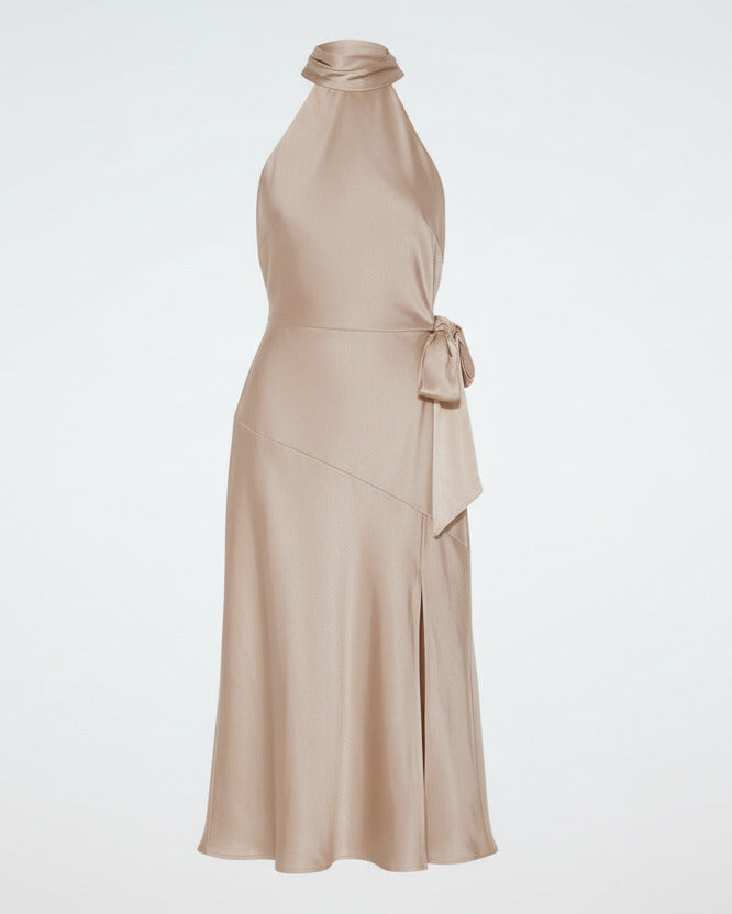 MIRA DRESS — Satin Halter Silhouette