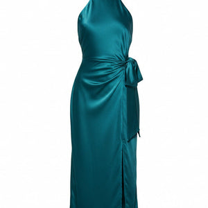 MIRA DRESS — Satin Halter Silhouette
