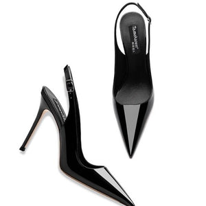 Nude Soft Leather Hollow Female Ankle-strap High Heels
