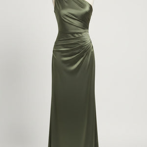 MIRA — One-Shoulder Backless Satin Gown
