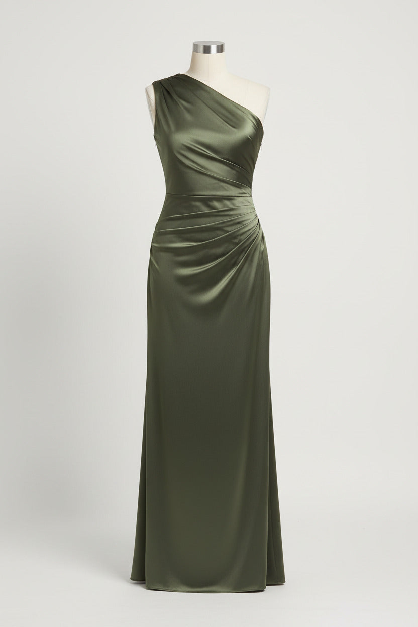 MIRA — One-Shoulder Backless Satin Gown