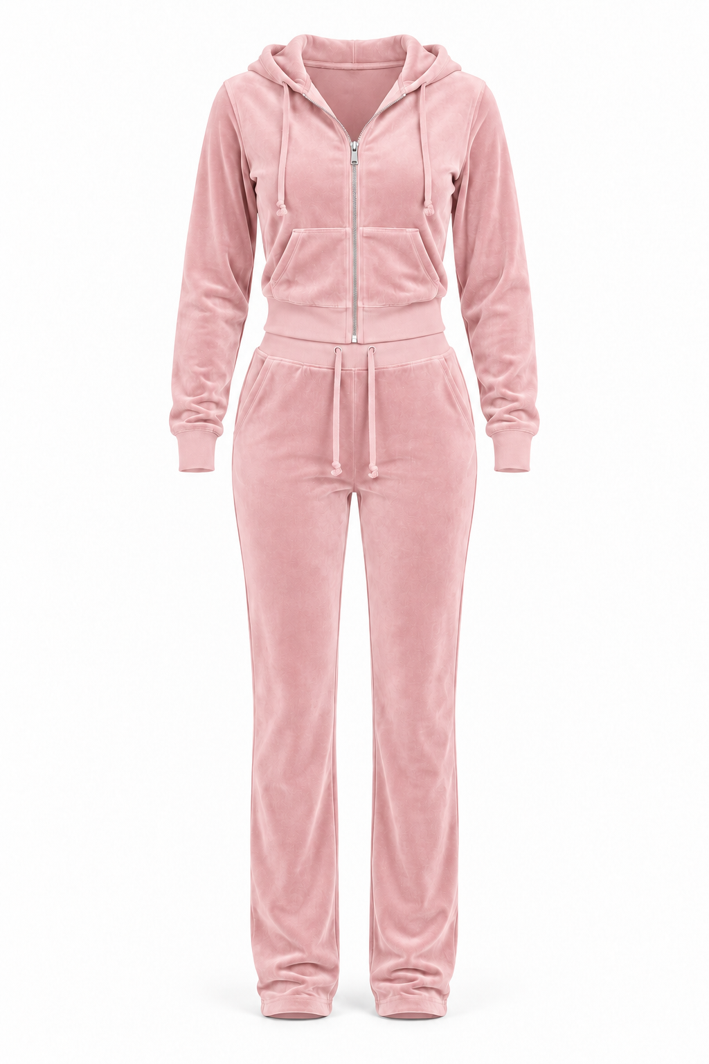 The Icon Velour Hooded Set in blush pink