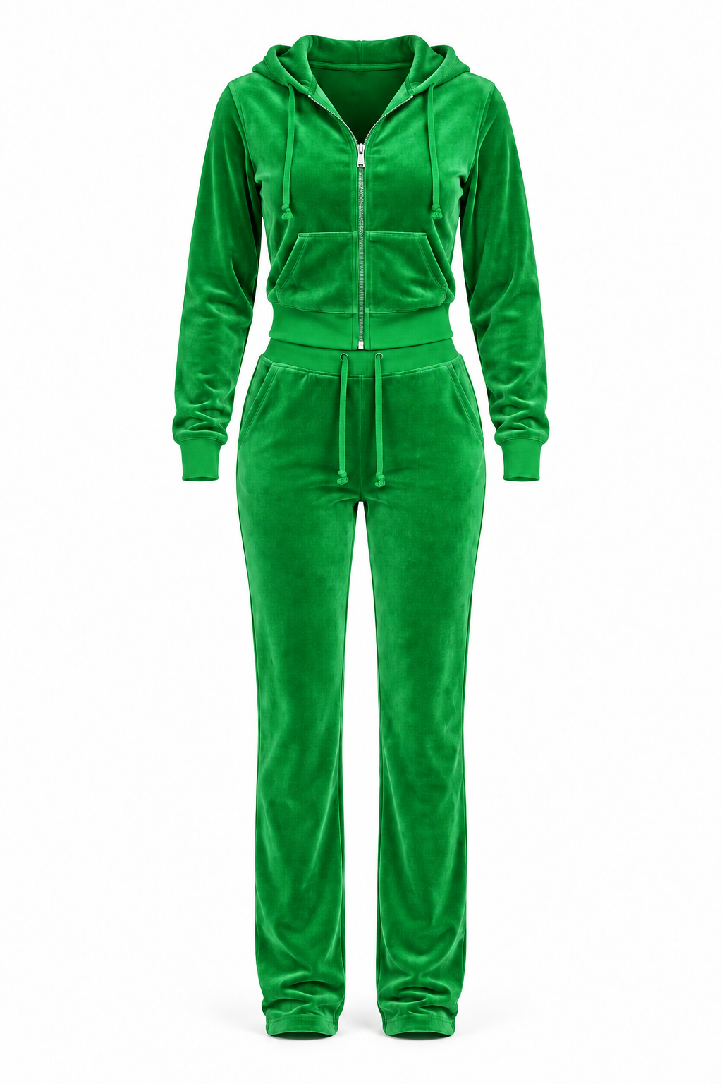 The Icon Velour Hooded Set in green