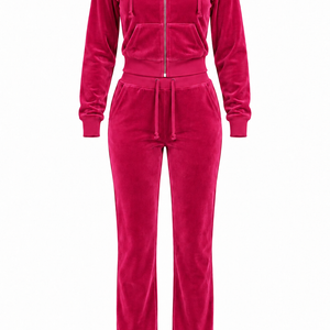The Icon Velour Hooded Set in rose