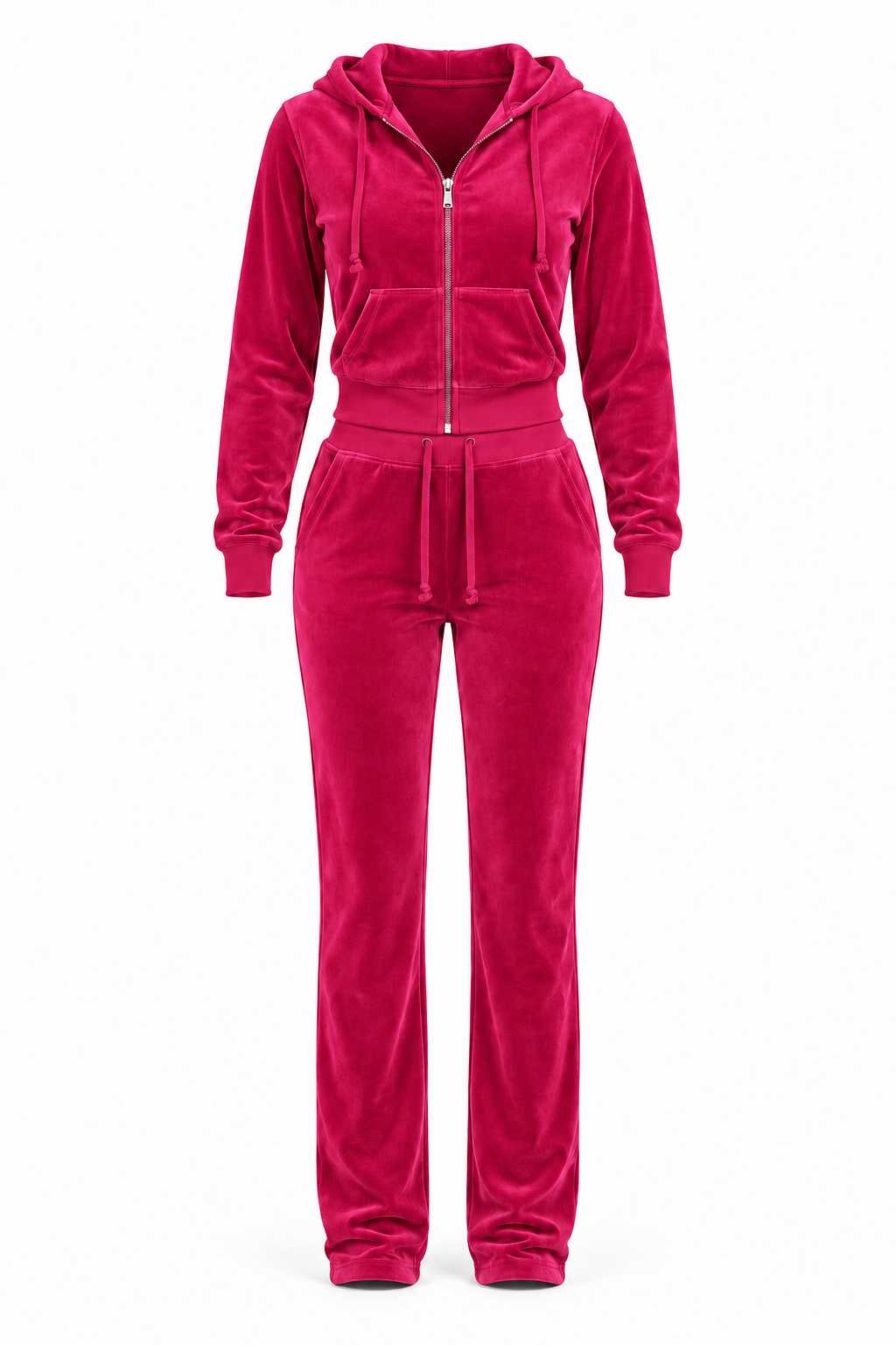 The Icon Velour Hooded Set in rose