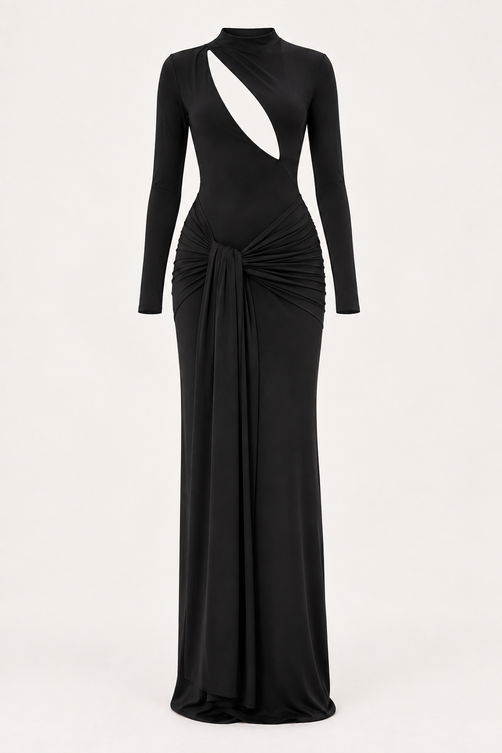 Drape Cutout Maxi — Black ghost mannequin