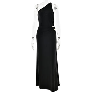 SEDONA GOWN — Asymmetric Halter with Metal Waist Detail
