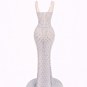 Dimond Gown — Crystal-Encrusted Sheer Mermaid Dress