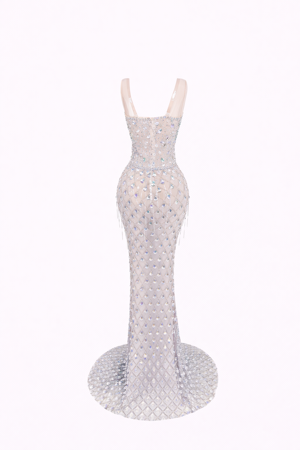 Dimond Gown — Crystal-Encrusted Sheer Mermaid Dress