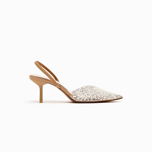LUMINÈRE SLINGBACK — Pearl and Crystal-Embellished Kitten Heel