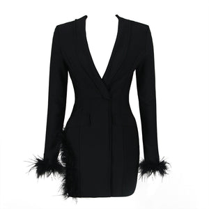 Valentina Feather-Trim Blazer Dress