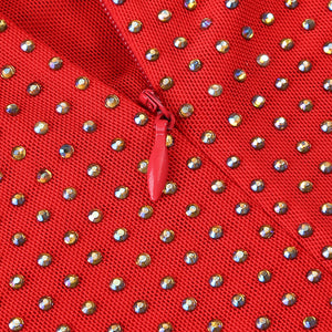 Cartagna Gown — Rhinestone Sculpted Mermaid Maxi (Brown / Red)