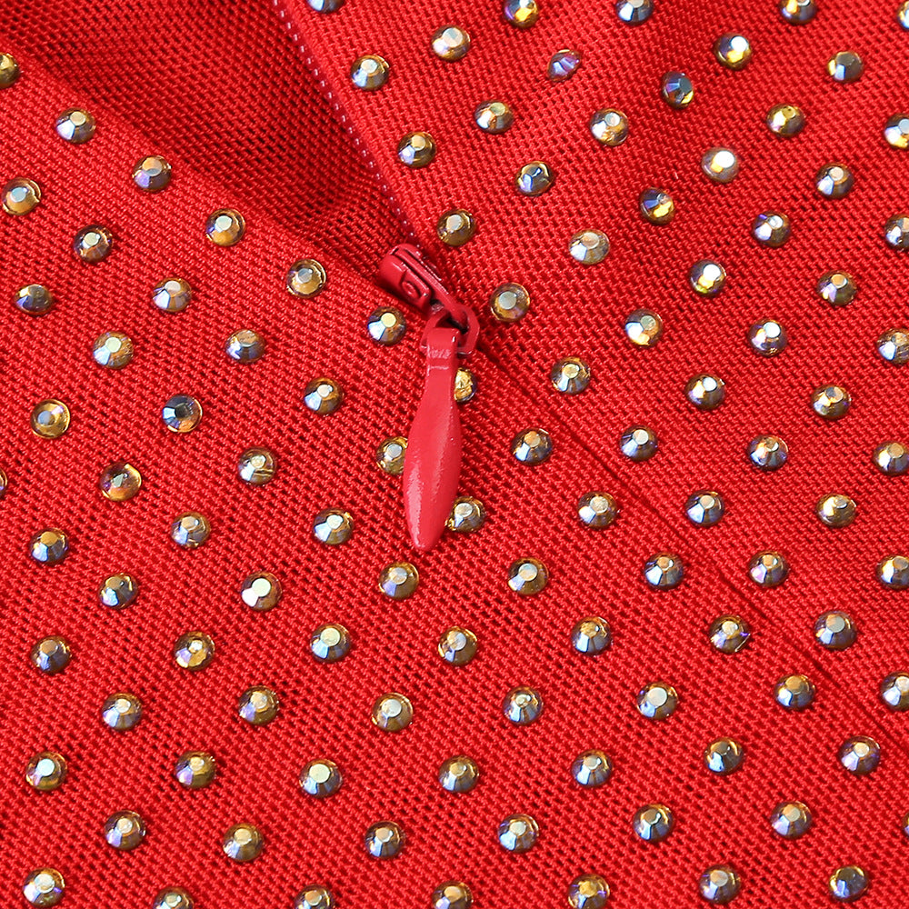 Cartagna Gown — Rhinestone Sculpted Mermaid Maxi (Brown / Red)